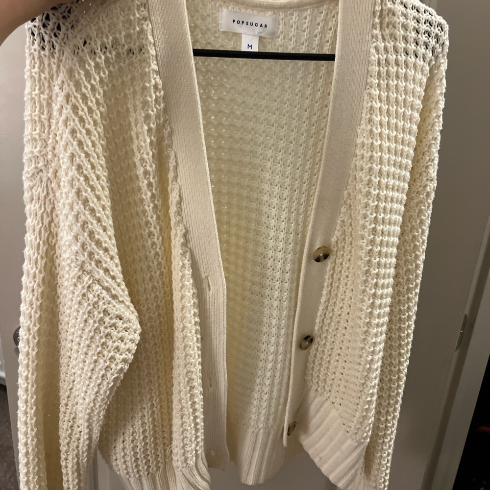 POPSUGAR Ivory Open-Knit Cardigan
